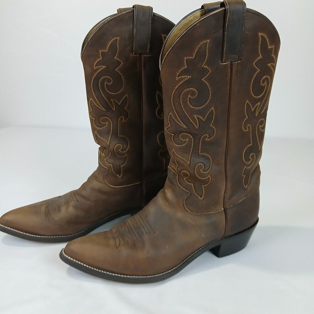 Justin Boots Mens 10.5D Brown Leather Western Cowboy Riding Rancher 2252